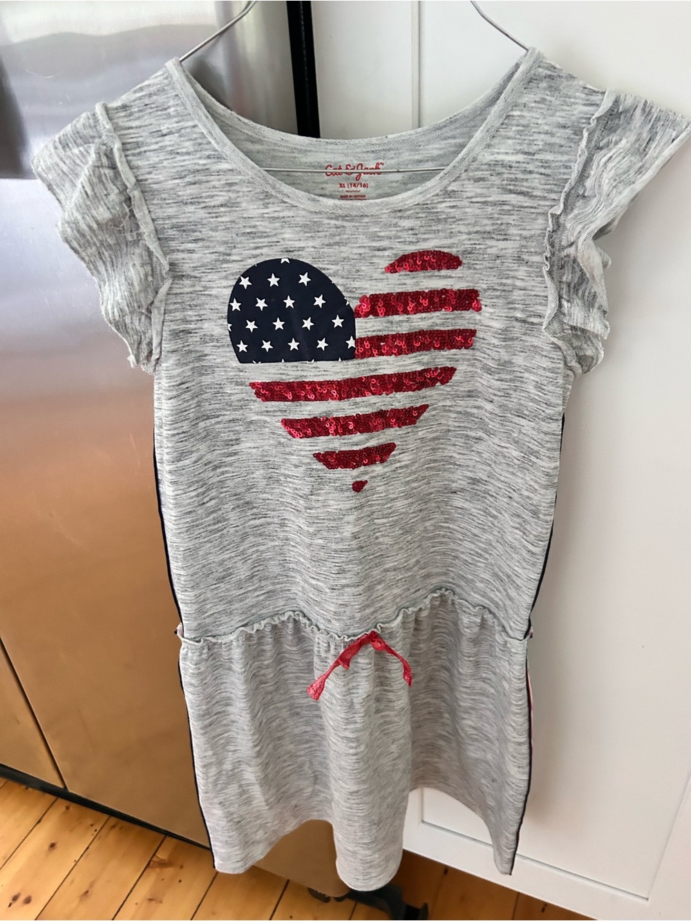 Cat & Jack Light Gray Girls' Dress with Red and Navy Sequin Heart